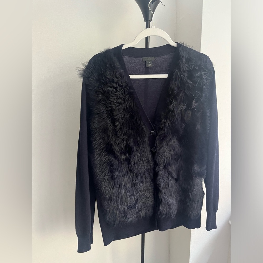 Jcrew Collection Navy shearling cardigan sz M